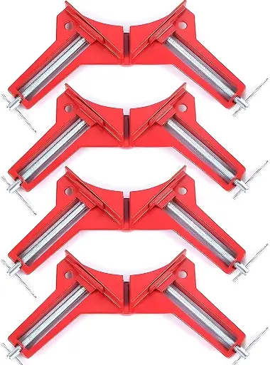90 Degree Right Angle Clamps - Woodworking Set of 4, Adjustable Corner Square Clamp for Picture Frames, Welding, Fish-tanks, Cabinets, Shelf Holder, DIY Hand Tool 
