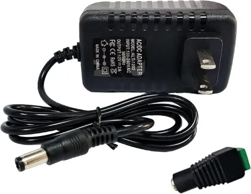 Adaptateur secteur 12 V 2 A, AC 100–240 V vers DC 12 V Transformateur chargeur fiche murale pour éclairage DC12V, caméra de sécurité CCTV
