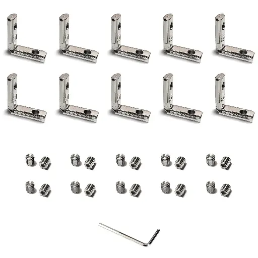 2020 Series T Slot L-Shape Interior Inside Corner Connector Joint Bracket with Screws and Wrench for  Slot Aluminum Profile Extrusion Linear Rail Accessories