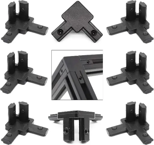  2020 Aluminum Extrusion T Slot Corner Bracket 20 Series Extruded Hardware 3 Way Tri Connector with Set Screw for 20/20 T V Slot Black Aluminum Profile Frame Fitting