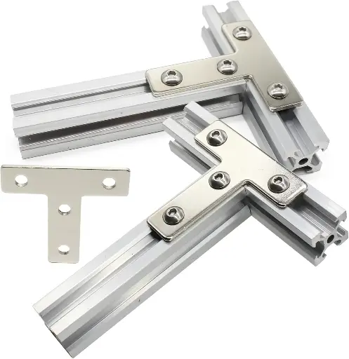 10 Sets Aluminum T Brackets - 10Pcs 2020 Profiles Joint Brackets with 4Pcs M5 T Slot Nuts and Bolts for T Slot Rail 