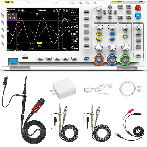 Oscilloscope Numérique FNIRSI 1014D – Générateur de Signaux DDS 2-en-1, 2 Canaux, Bande Passante 100 MHz, Taux d'Échantillonnage 1 GSa/s, Stockage Intégré de 1 Go