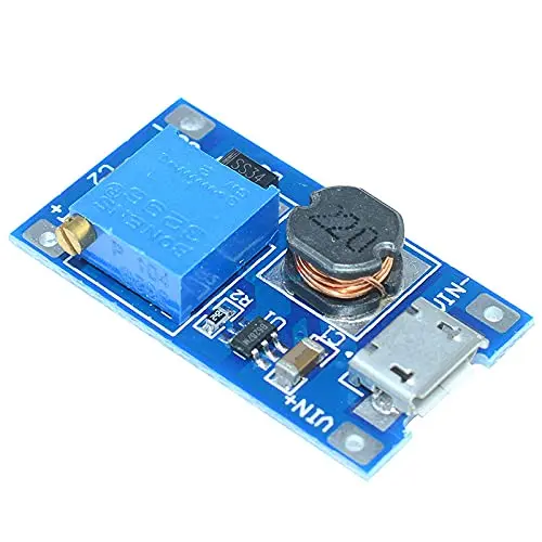 MT3608, 2V–24V to 5/9/12/28V DC-DC 2A Adjustable Boost Module with Micro USB