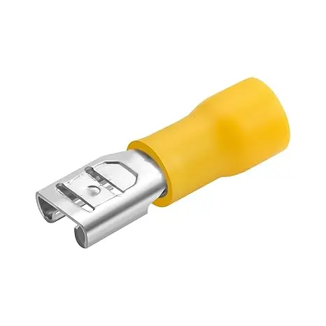FDD5.5-250, 6.3 x 0.8mm Cable Terminal, for 4-6mm² (12-10 AWG),Heschen Female Quick Disconnect Vinyl Insulated,  Yellow