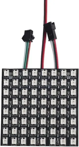 WS2812B, 8×8 64-Pixel, ECO Alloy Wires RGB 5050 SMD Individually Addressable  Flexible Polychrome LED Matrix FPCB