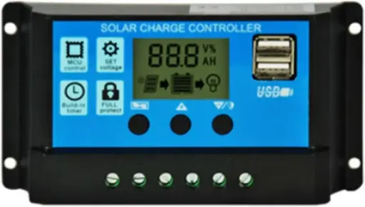 10A/20A/30A, compatible with 12V/24V, Automatic Solar Charge Controller with LCD for Solar Panels